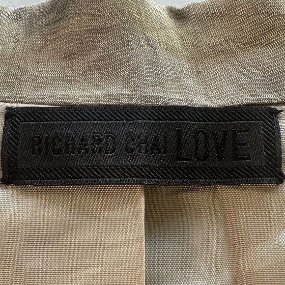 Richard Chai "Love" Taupe Crinkled Style Blazer w/ Metallic Sheen - Size 8 - Picture 5 of 12